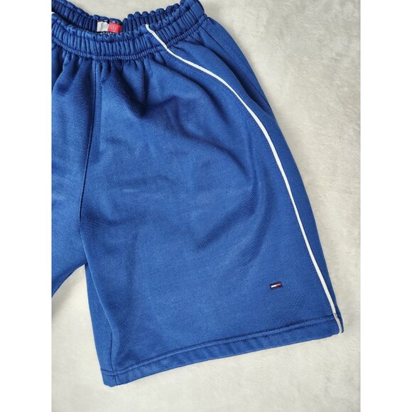 Vintage Tommy Hilfiger Men's Sweat Shorts Size Small Blue Stretch Waist Wide Leg - Picture 4 of 12